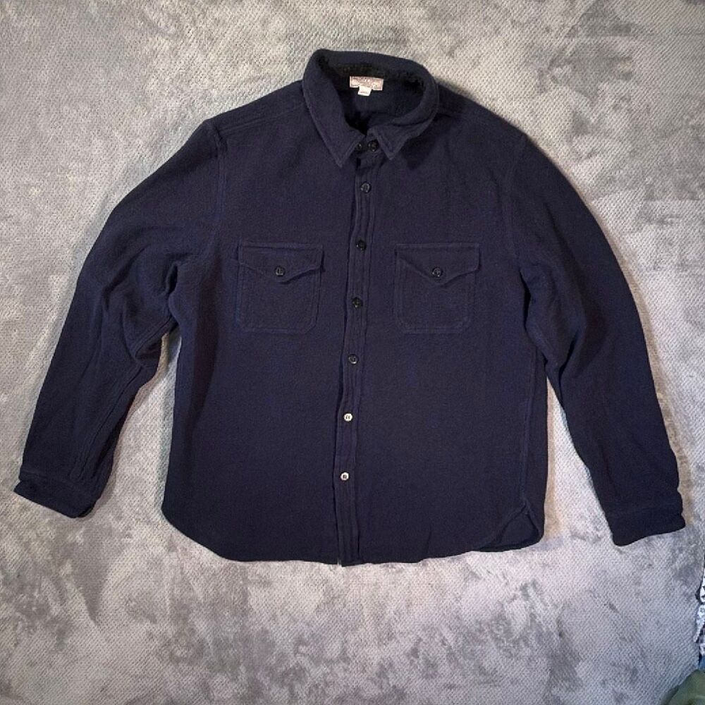 Wallace & Barnes J.Crew Men’s XL Navy Wool Blend Shirt Jacket Overshirt Button U